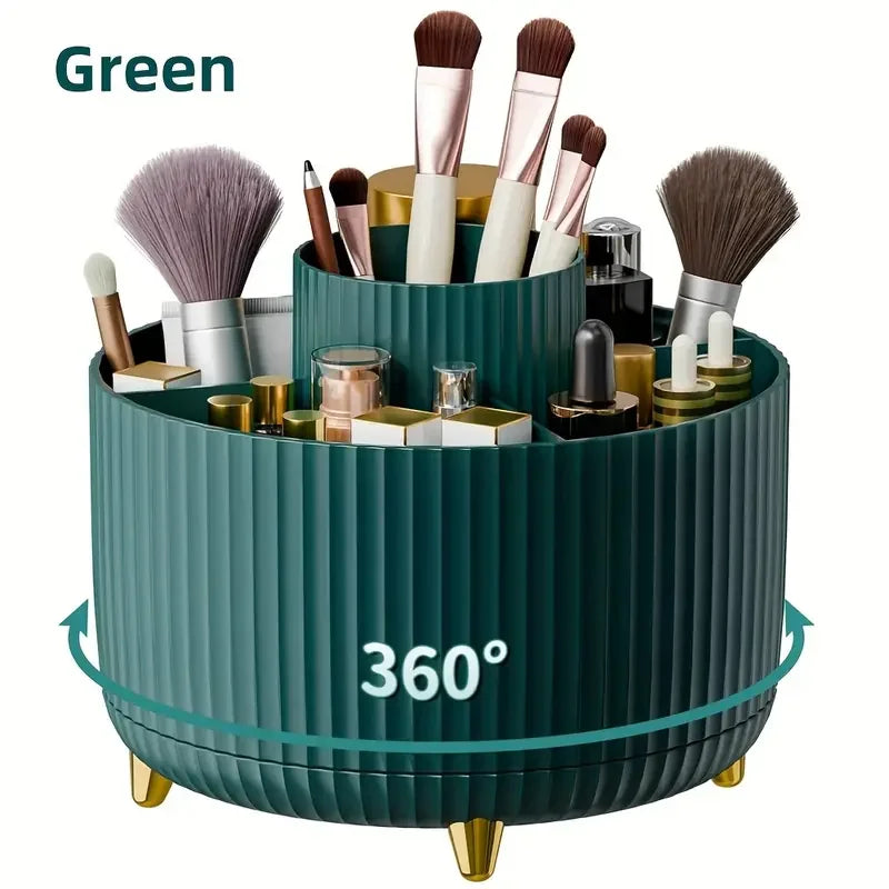 Makeup Brushes Holder 360° Rotating Organizer 5 Slot Multi-Functional Desk Storage Cosmetics Storage for Vanity Desktop Bathroom