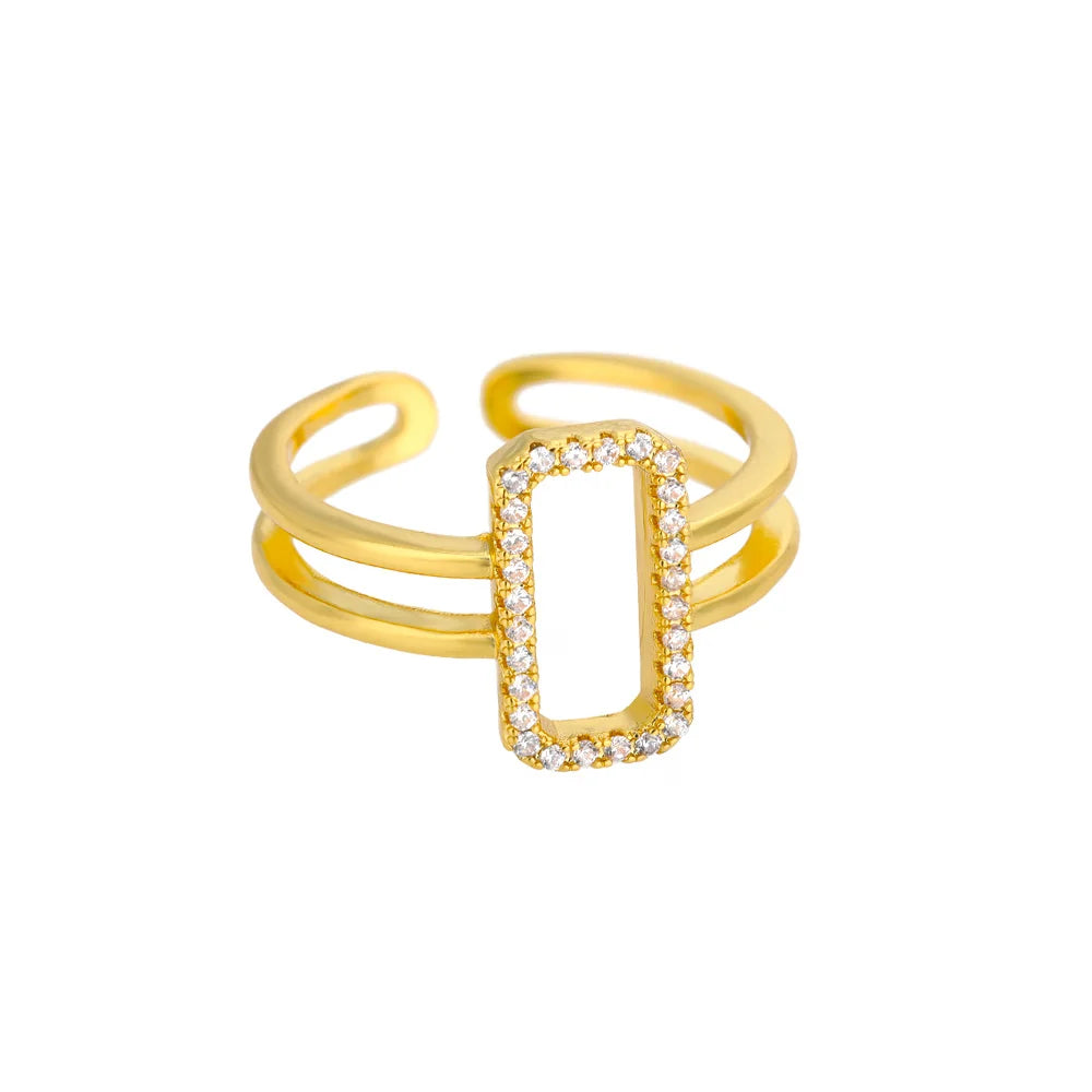 Lumière Luxe™ Stainless Steel Geometric Twist Chain Adjustable Open Ring