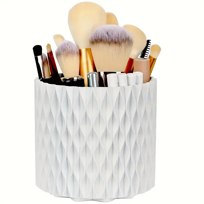 Makeup Brushes Holder 360° Rotating Organizer 5 Slot Multi-Functional Desk Storage Cosmetics Storage for Vanity Desktop Bathroom