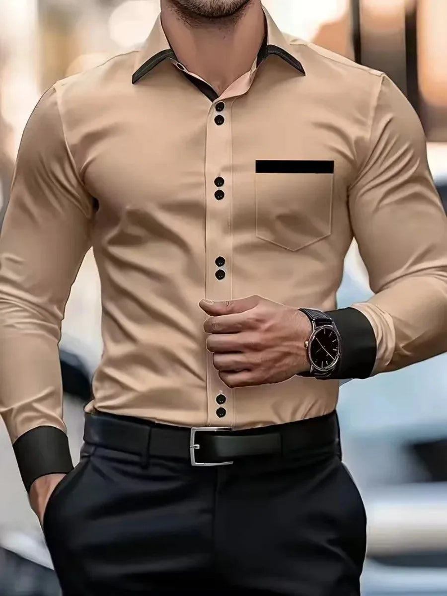 2026 Men's Casual Long Sleeved Shirt, New Style, Men's Comfortable and Fashionable Lapel Shirt
