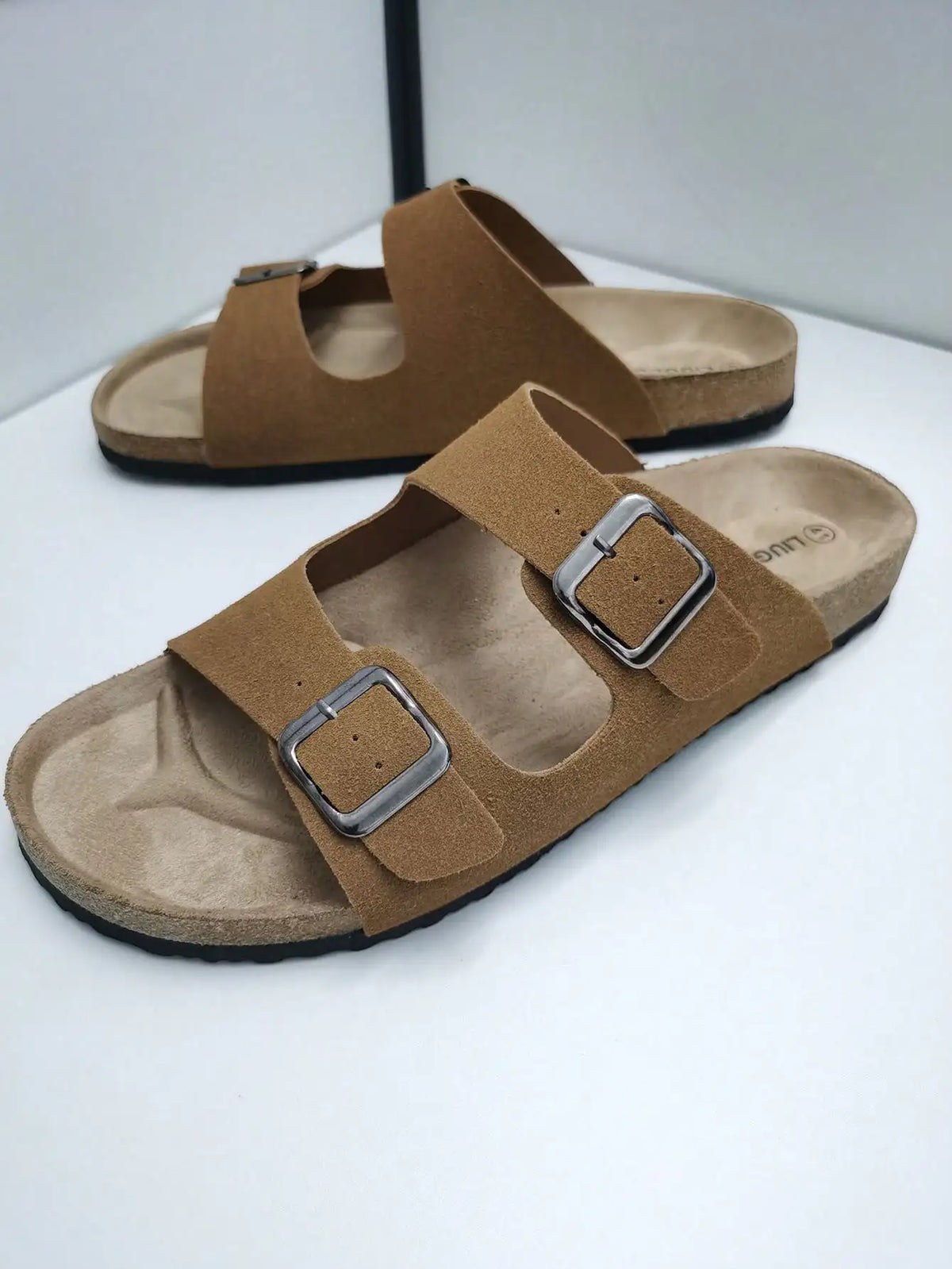 Women's Adjustable Double-Buckle Cork Footbed Thong Sandals | Comfort Walking Beach Slides