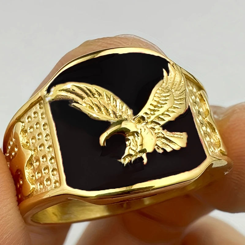 Huitan Unique Bright Eagle Unisex Rings Gorgeous Hip Hop Party Jewelry for Men/Women Chic Fashion Punk Stylish Finger Accessory