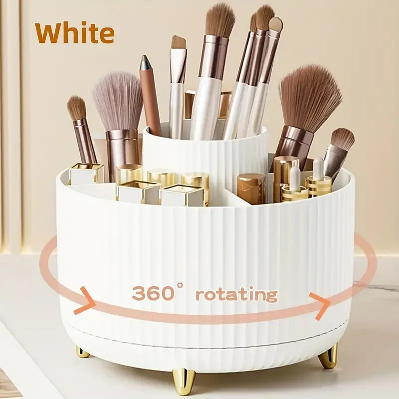 Makeup Brushes Holder 360° Rotating Organizer 5 Slot Multi-Functional Desk Storage Cosmetics Storage for Vanity Desktop Bathroom