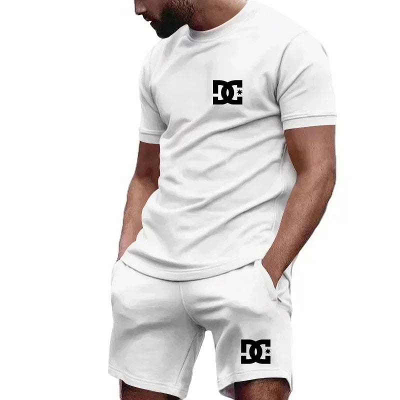 Men's Summer Two-Piece Short-Sleeve T-Shirt & Breathable Shorts Set