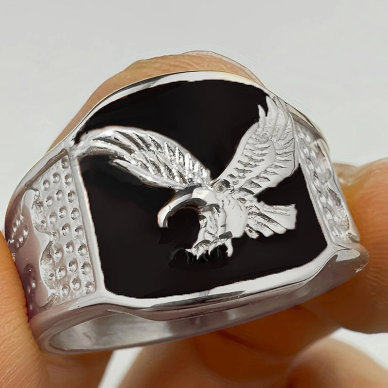 Huitan Unique Bright Eagle Unisex Rings Gorgeous Hip Hop Party Jewelry for Men/Women Chic Fashion Punk Stylish Finger Accessory
