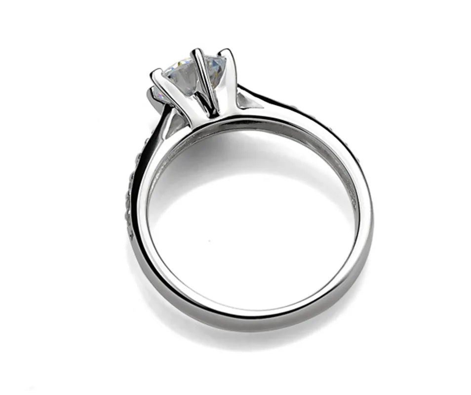 Lumière Royale™ 925 Sterling Silver Six-Prong Imitation Diamond Solitaire Ring