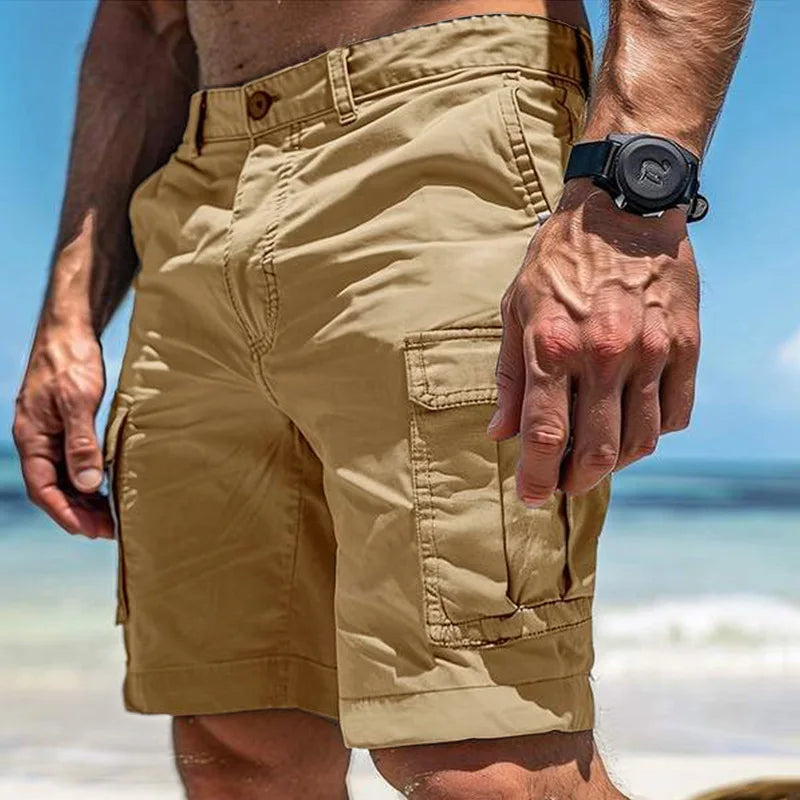 Men's Multi-Pocket Tactical Cargo Shorts – Durable Beach & Casual Workwear
