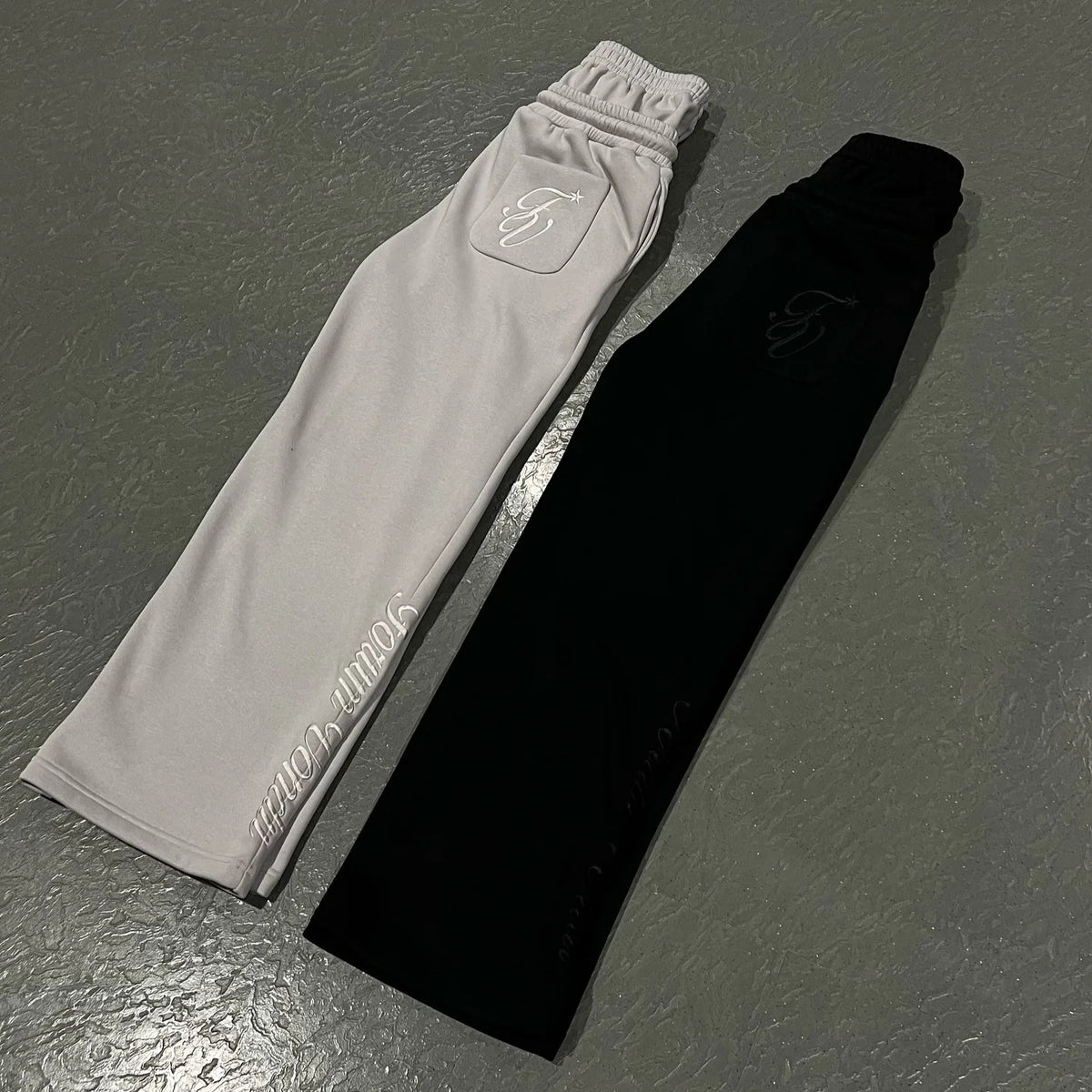 Men's Y2K Harajuku Double-Waisted Letter Embroidered Sweatpants