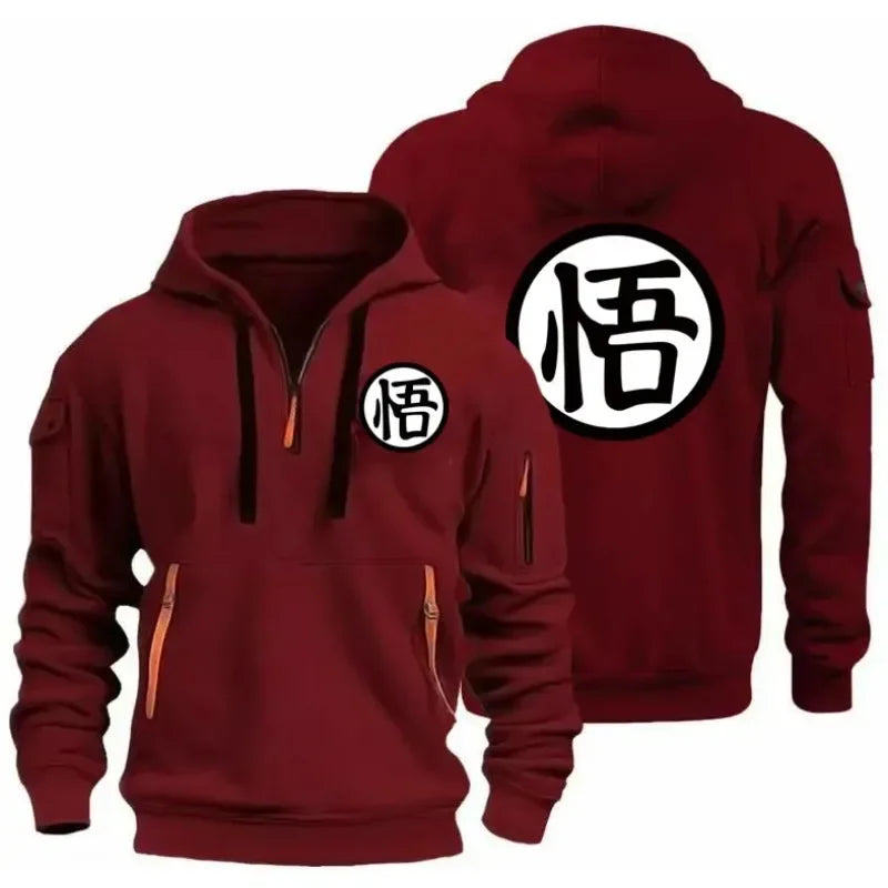 Anime Goku Half-Zipper Casual Pullover Hoodie