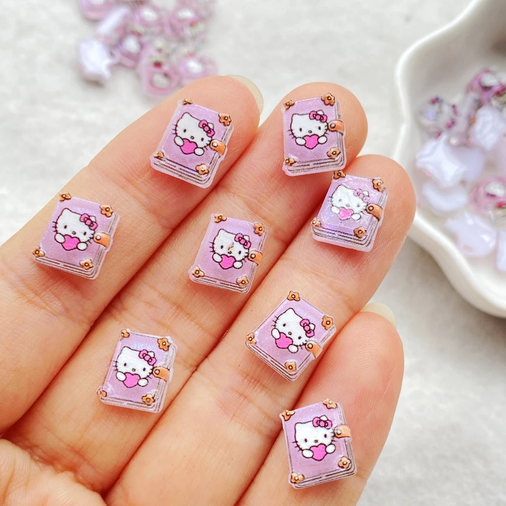 CharmCraft™ 50-Piece Mixed Resin Rhinestone Charms – Kitten, Mirror & Camera Nail Art Decorations