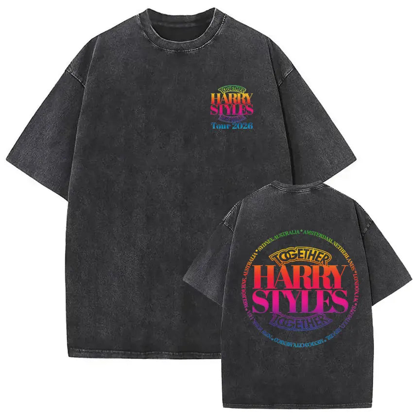 Retro Washed Harry Styles T-shirt Men Women O-Neck Oversized Cotton T Shirt Tops