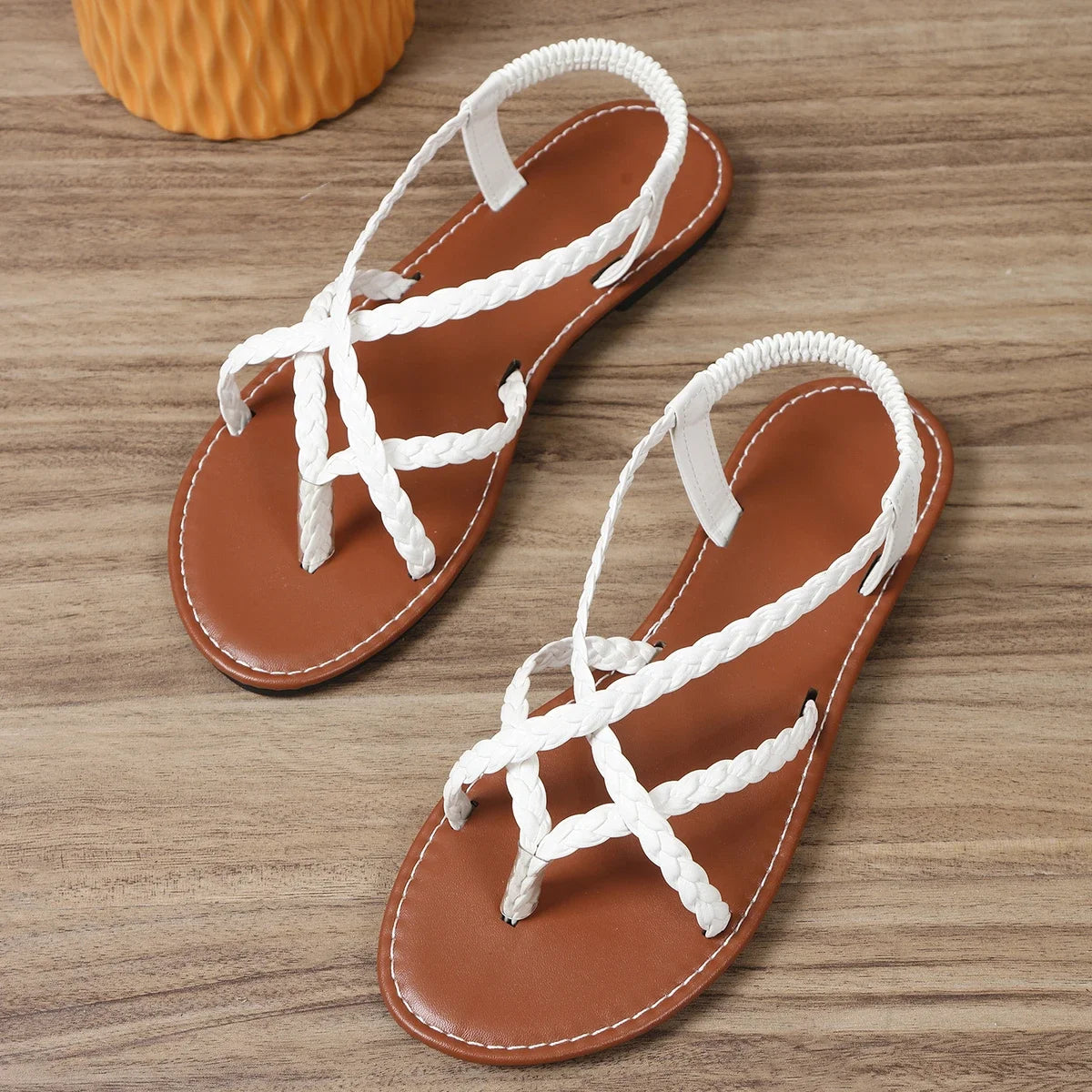SoleVacay™ Woven Hollow Clip-Toe Flat Sandals – Summer Beach & Casual Slides