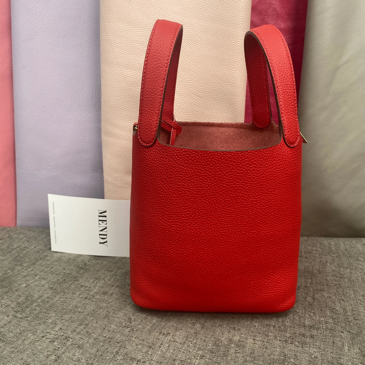 Women's Genuine Leather Designer Bucket Handbag (18cm / 22cm)