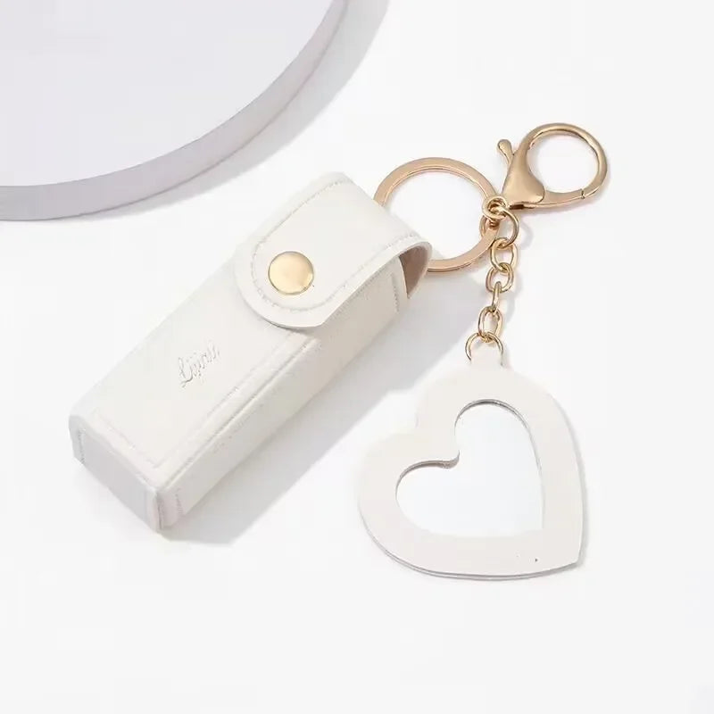 GlamPouch™ Mini Leather Lipstick Case & Coin Purse Keychain with Built-In Mirror
