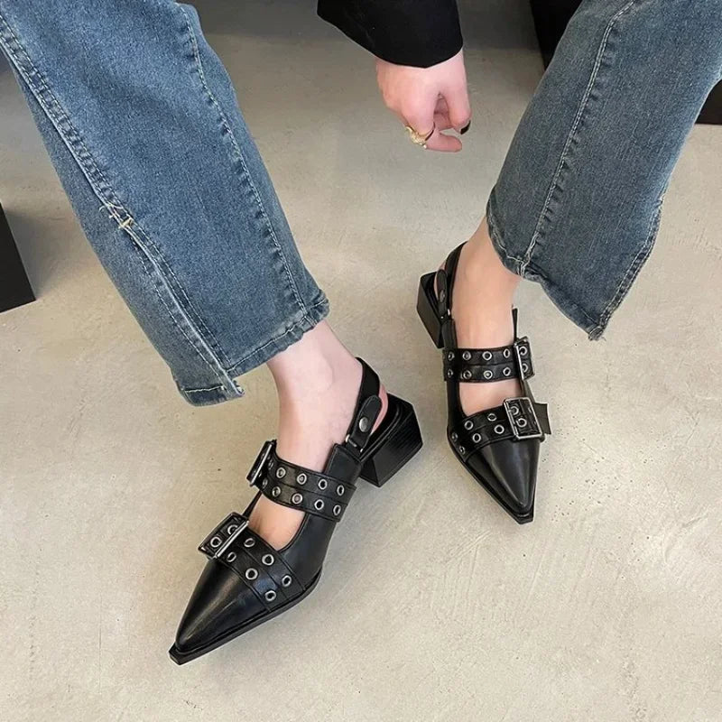 SoleChic™ Rivet Studded Pointed-Toe Ballet Flats & Platform Sandals