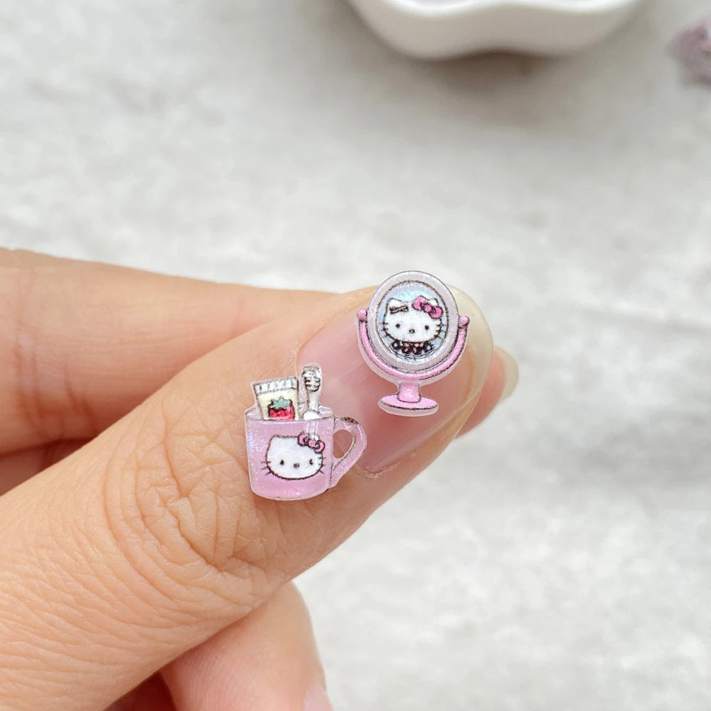 CharmCraft™ 50-Piece Mixed Resin Rhinestone Charms – Kitten, Mirror & Camera Nail Art Decorations