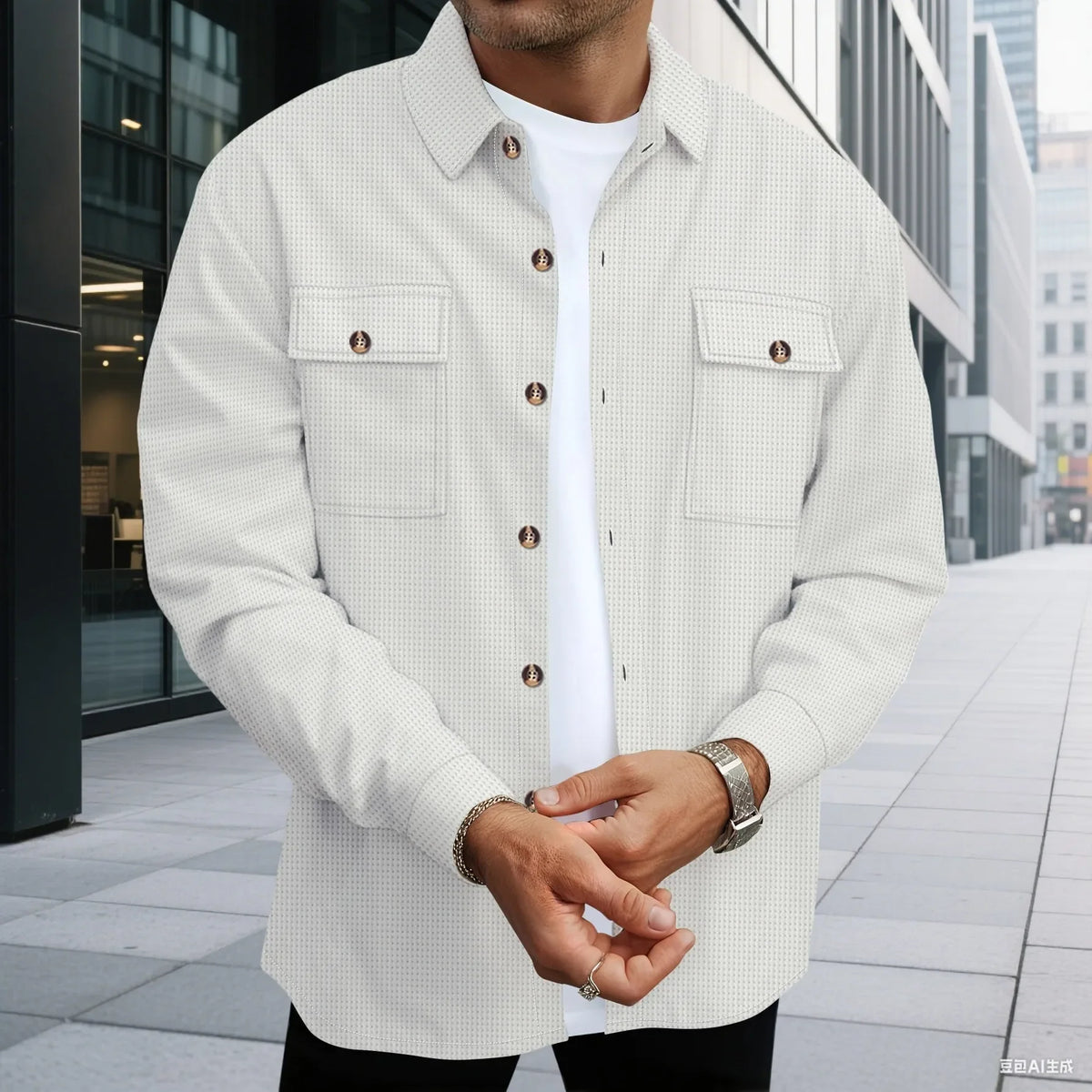 Men's Waffle Check Button Jacket & Pants Set