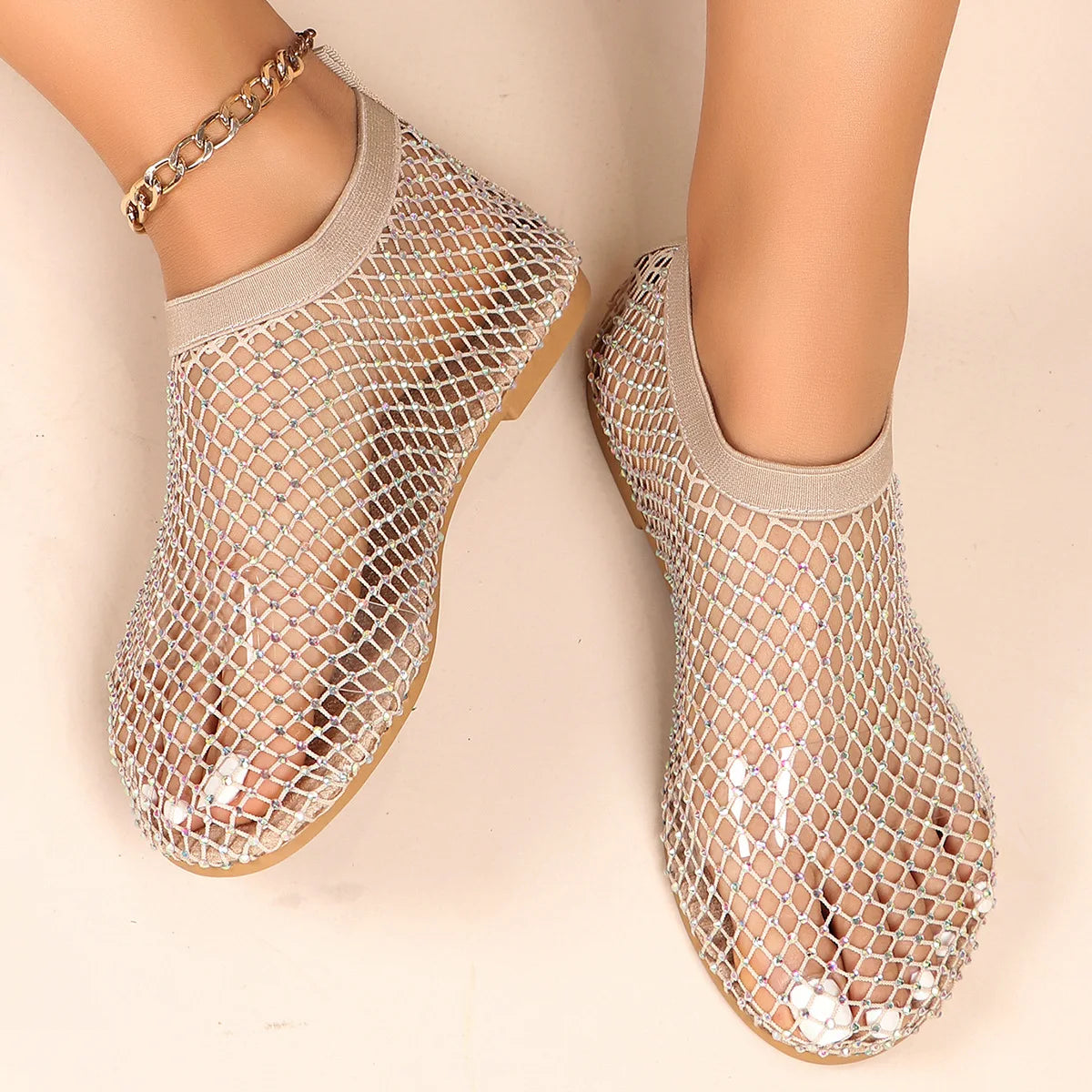 2024 Women's Hollow Rhinestone Flat Boots & Banquet Sandals