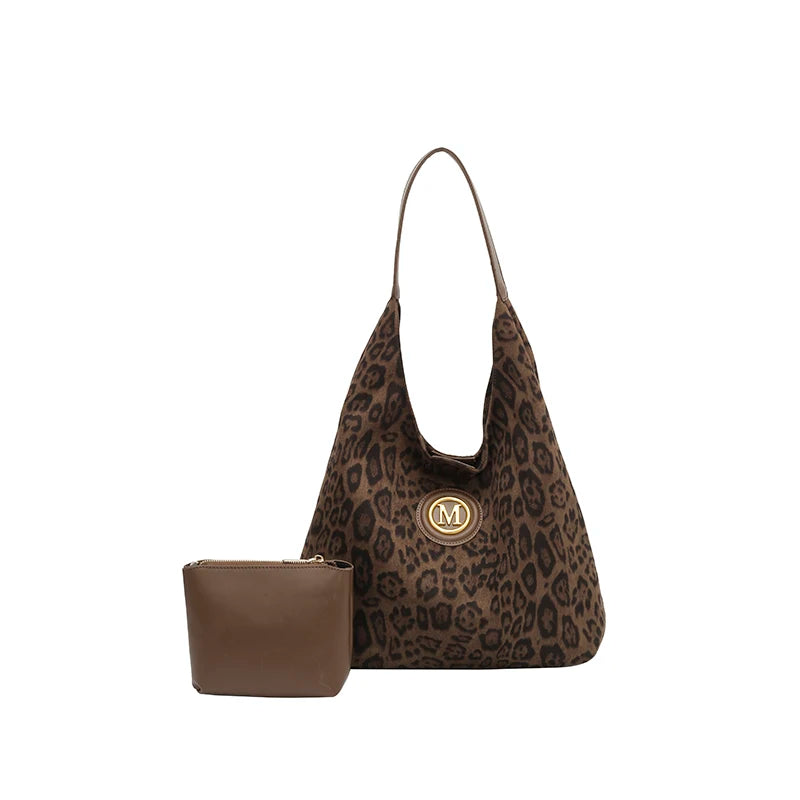 Women's Faux Suede Large Capacity Shoulder Tote Bag