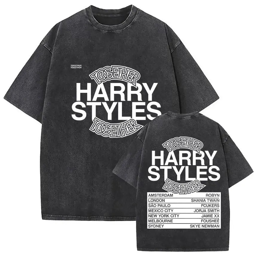 Retro Washed Harry Styles T-shirt Men Women O-Neck Oversized Cotton T Shirt Tops