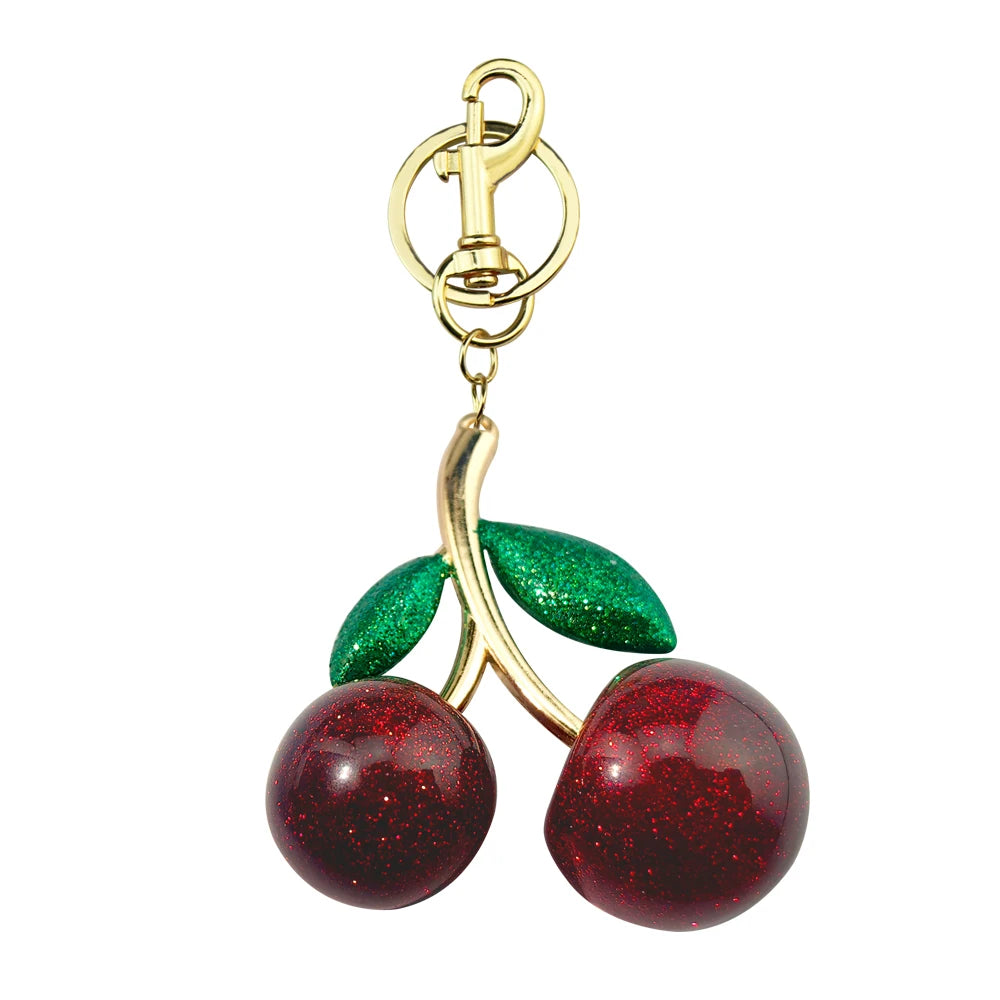 Delicious Red Fruit Crystal Cherry Pendant Keychain | Coach Bag Charm & Jewelry Gift