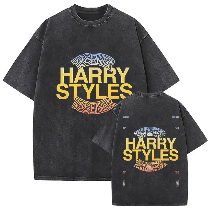 Retro Washed Harry Styles T-shirt Men Women O-Neck Oversized Cotton T Shirt Tops