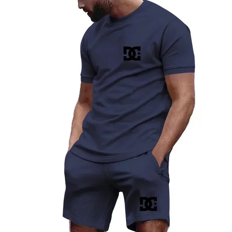 Men's Summer Two-Piece Short-Sleeve T-Shirt & Breathable Shorts Set