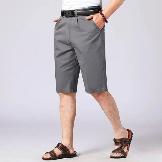Men's High-Waist Loose-Fit Cotton Cropped Shorts