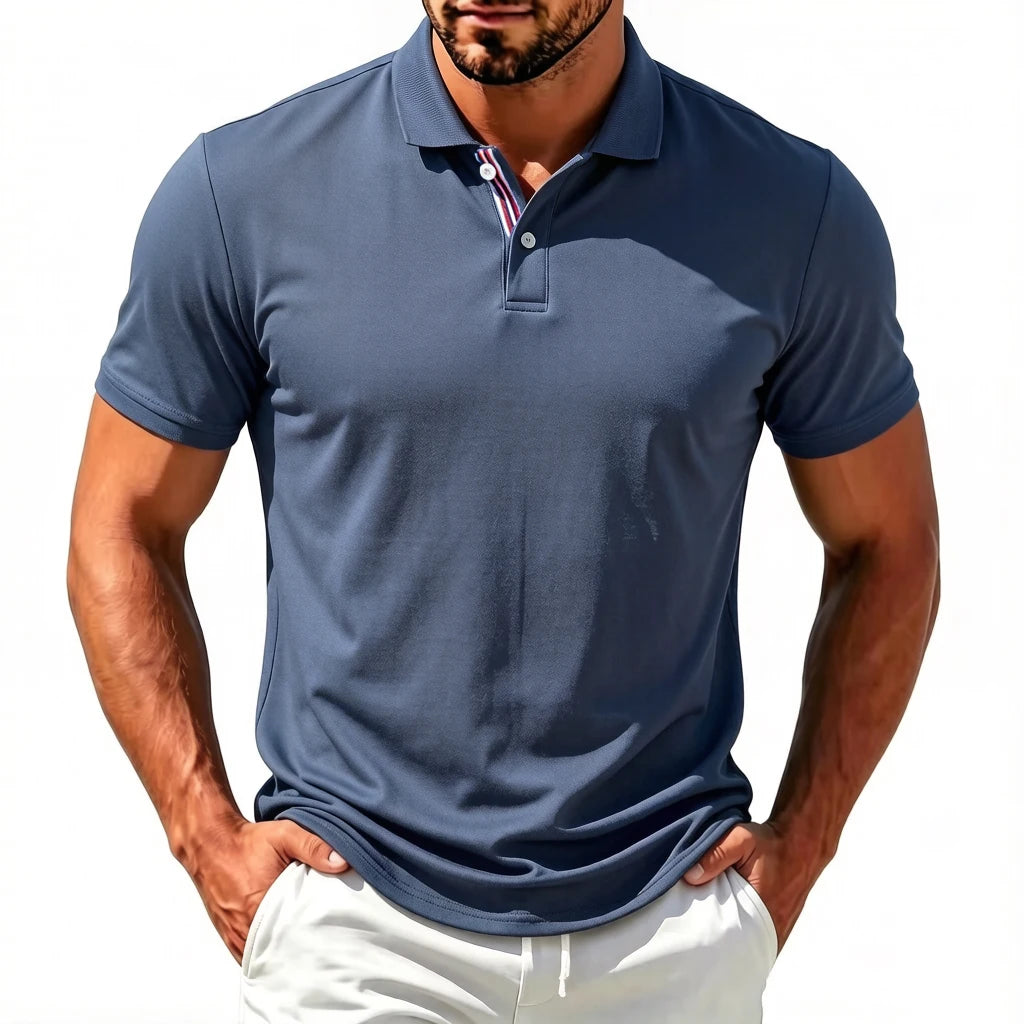 Men's Breathable Mesh Short-Sleeve Polo T-Shirt