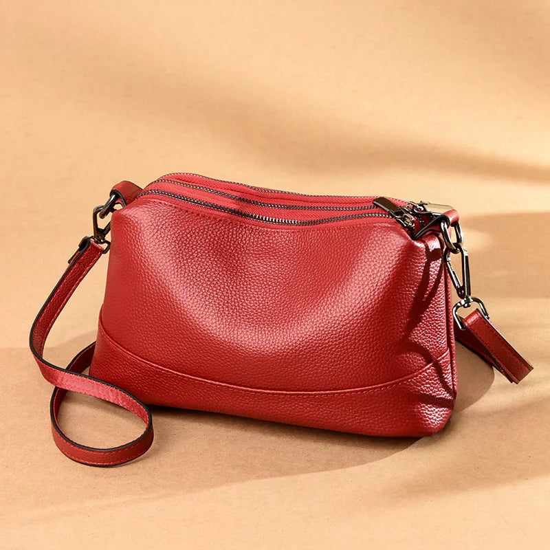 Women's Luxury Genuine Cowhide Leather Messenger & Shoulder Bag