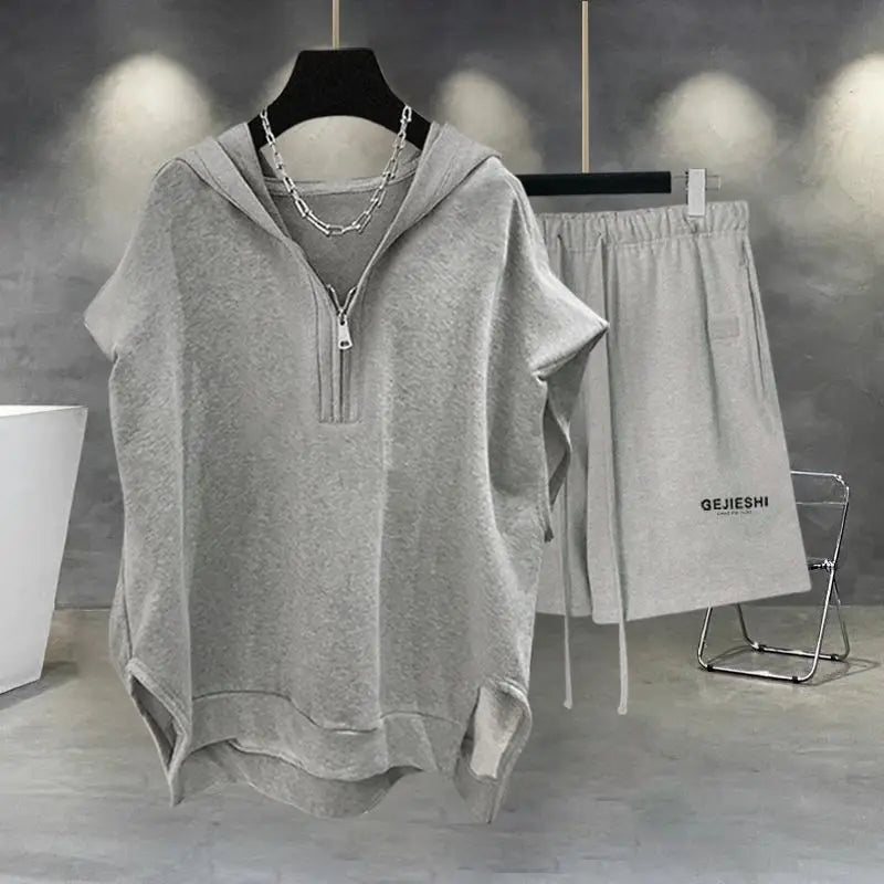 Men's Korean Streetwear Loose Sports Shorts Set