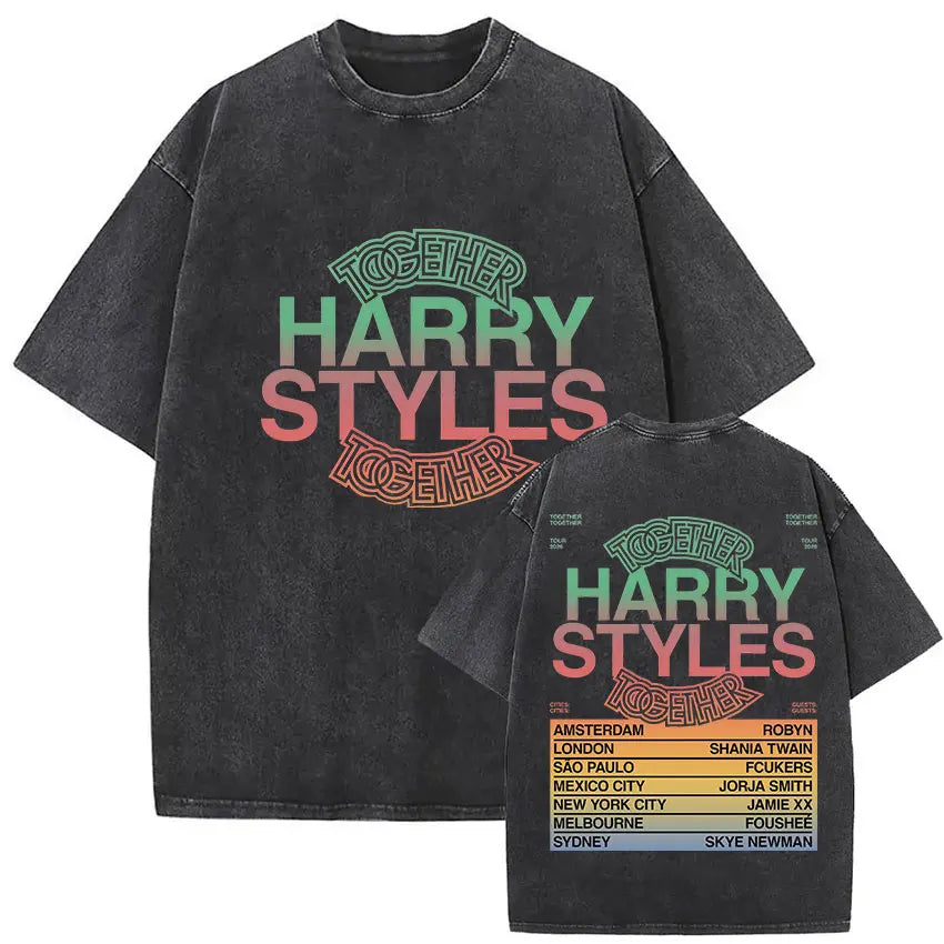 Retro Washed Harry Styles T-shirt Men Women O-Neck Oversized Cotton T Shirt Tops