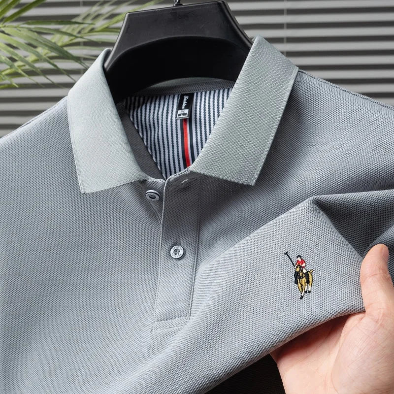 Men's 100% Cotton Embroidered Golf Polo Shirt