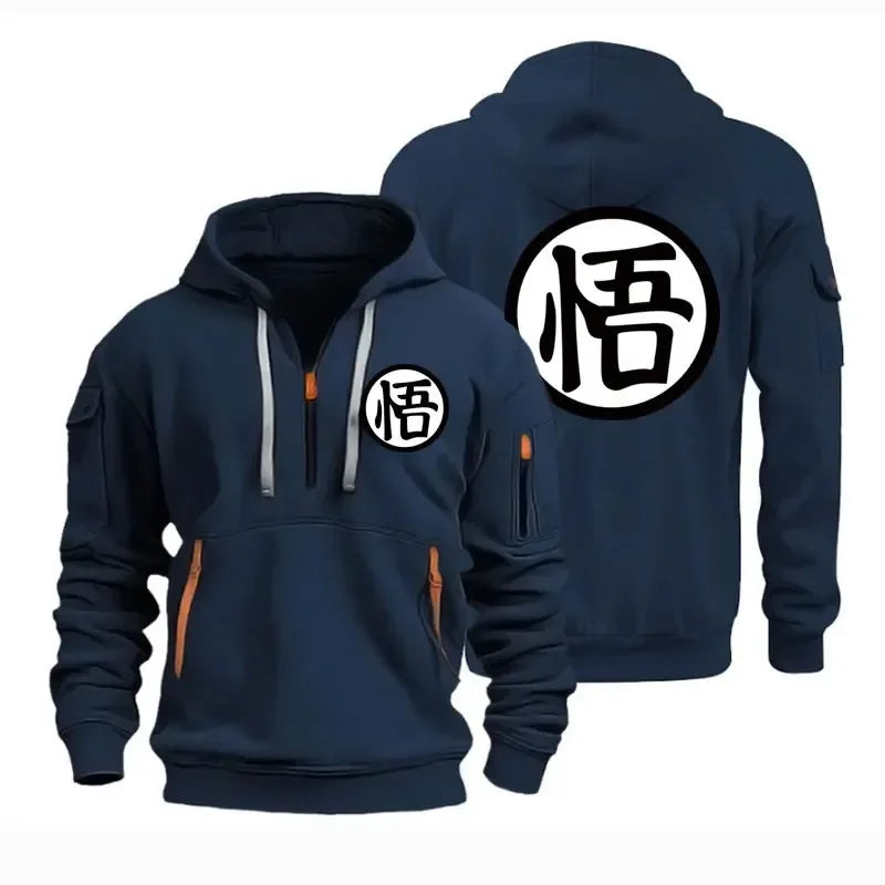 Anime Goku Half-Zipper Casual Pullover Hoodie