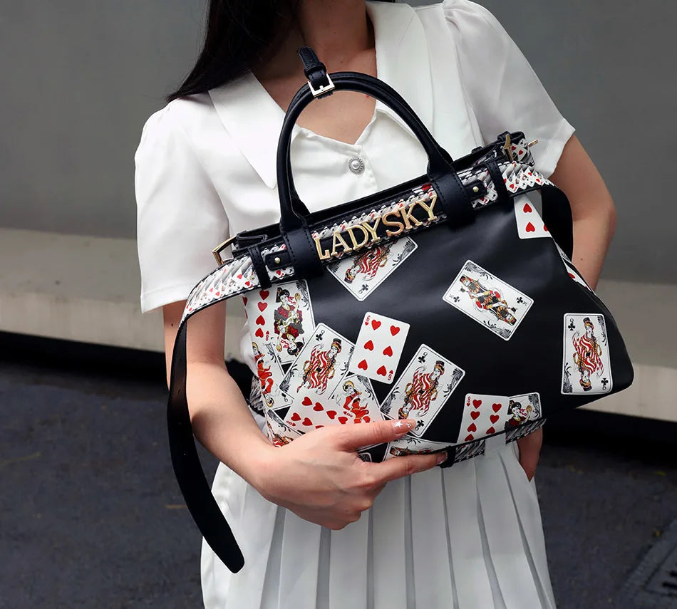 Women's Jungle Pattern Large Capacity Crossbody & Shoulder Bag with Logo Belt