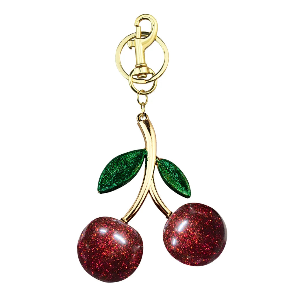 Delicious Red Fruit Crystal Cherry Pendant Keychain | Coach Bag Charm & Jewelry Gift