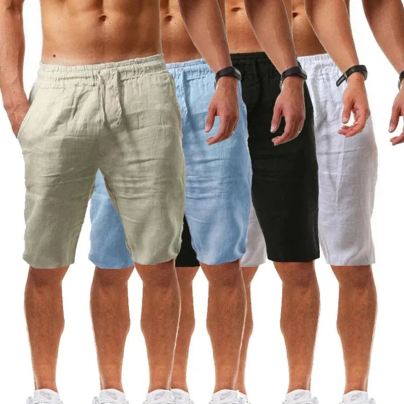 Men's Breathable Cotton Solid Color Casual Shorts