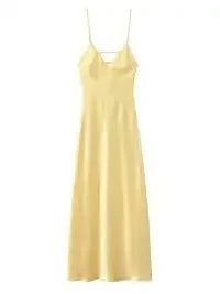Orange Satin Lace Up Sling Long Dresses Women Fashion V Neck Backless Sleeveless Maxi Robe Summer Female Evening Party Club Gown
