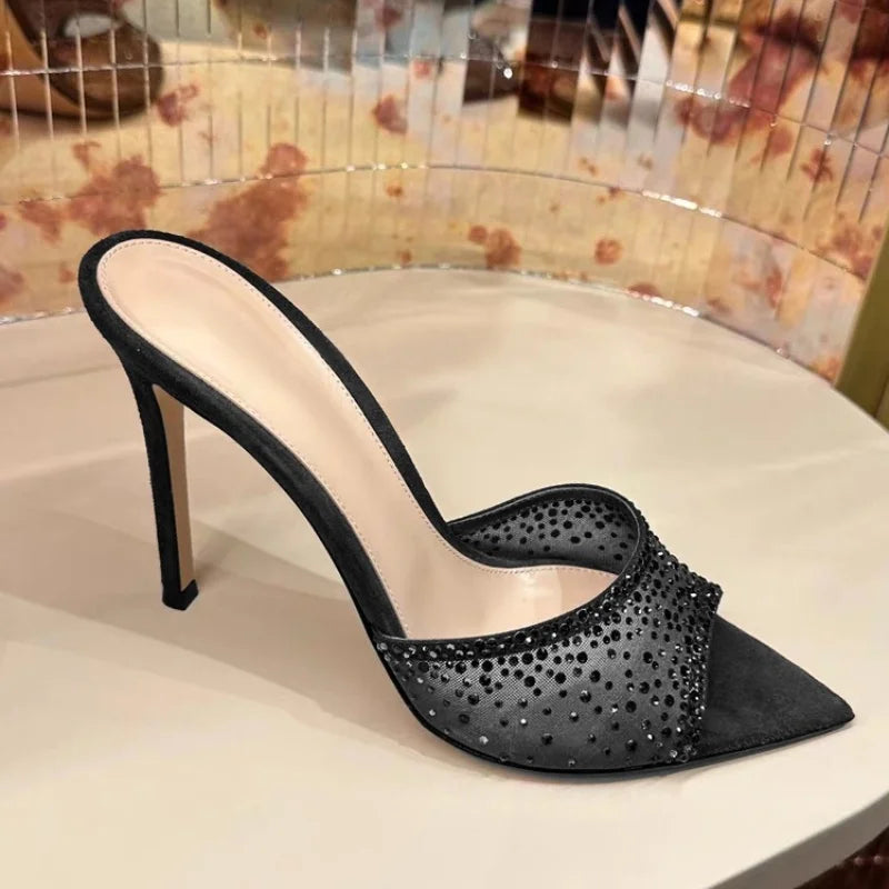 2026 French Style Women's Pointed Open-Toe Stiletto Mules & Summer Outdoor Slides