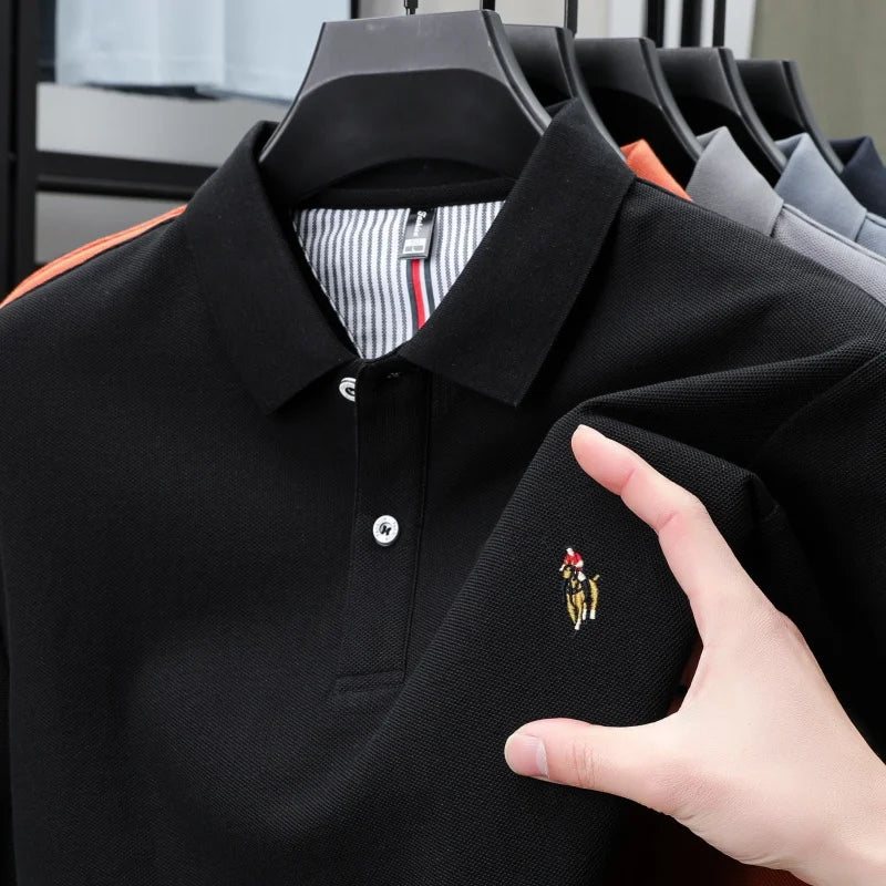 Men's 100% Cotton Embroidered Golf Polo Shirt