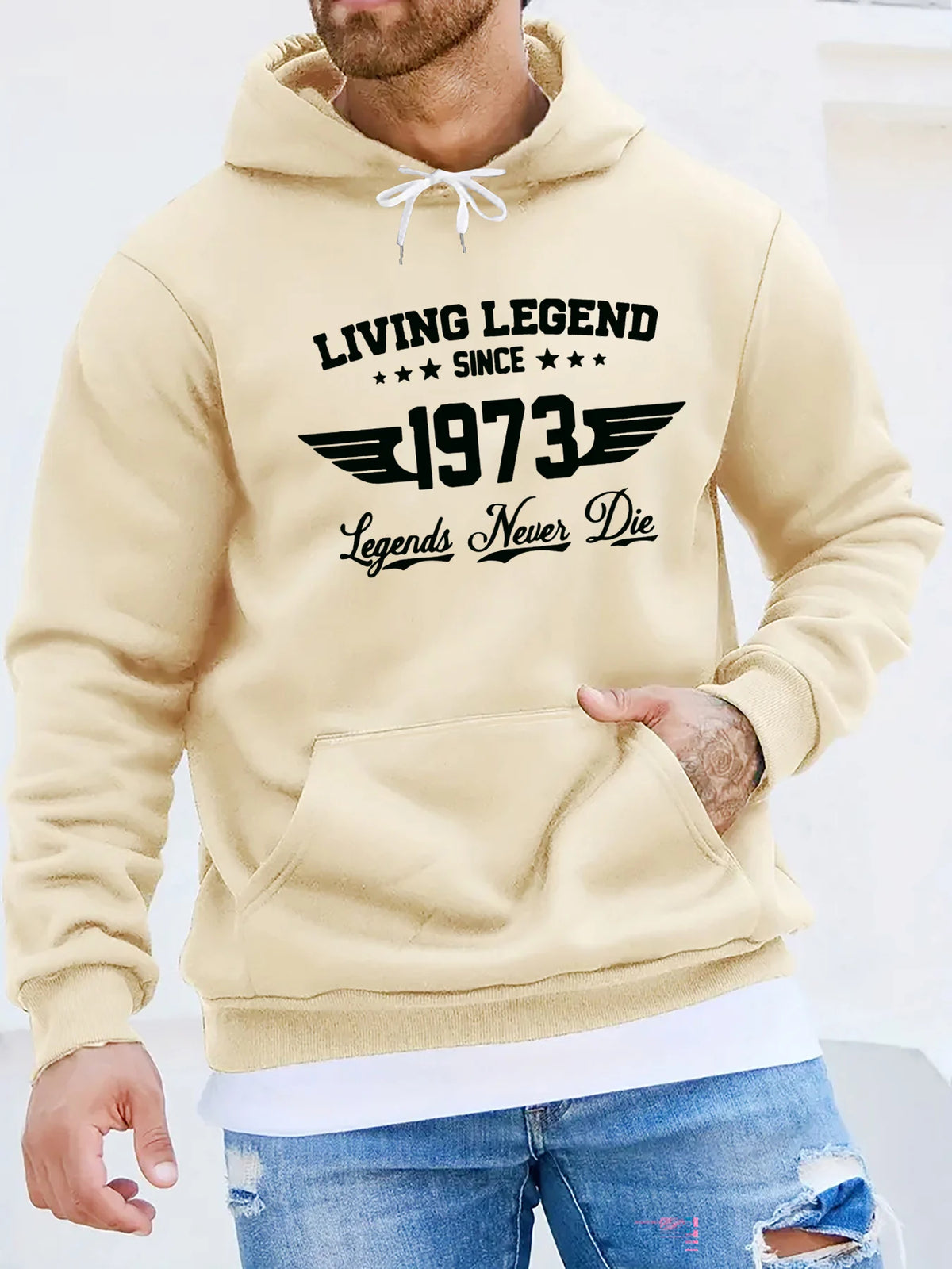 Men’s Retro 1973 Graphic Hoodie – Loose Fit Fall/Winter Fleece Pullover