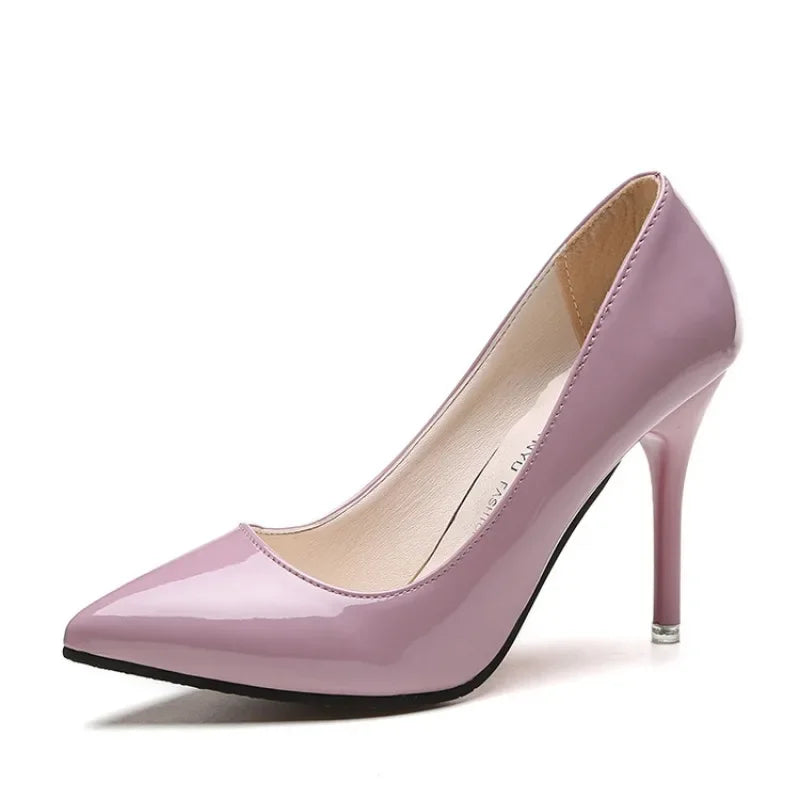 Women's Red Patent Leather Pointed-Toe 8CM High Heel Wedding & Dress Pumps