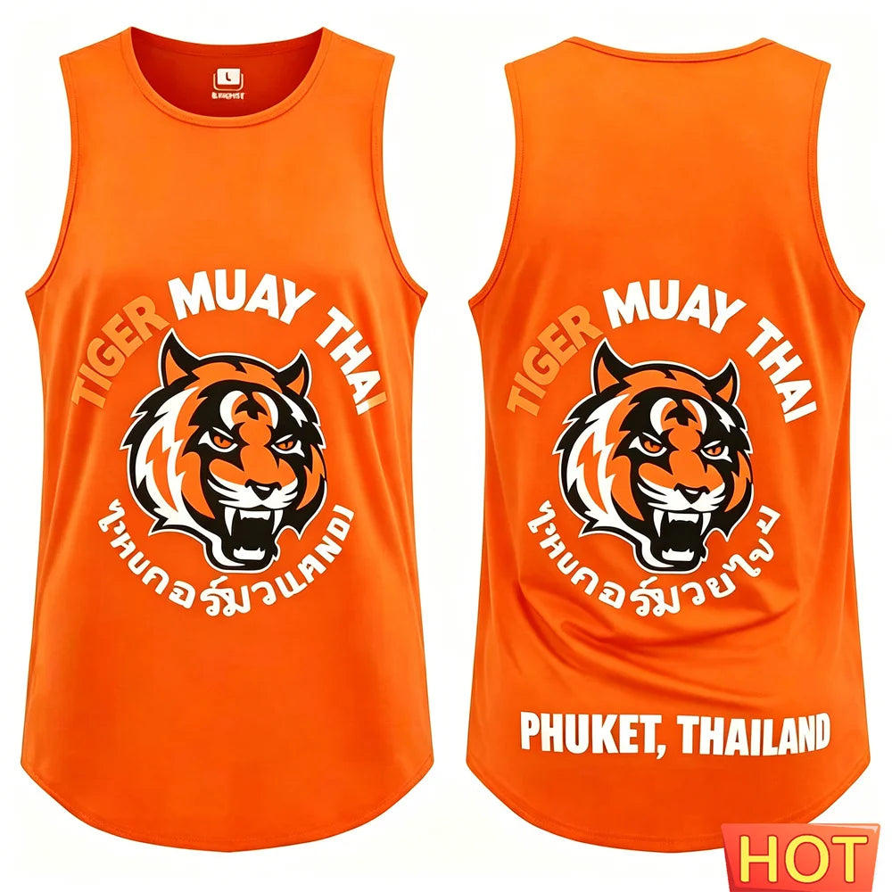 Men’s Muay Thai Tiger Graphic Tank Top – Athletic Athletic Sleeveless Vest