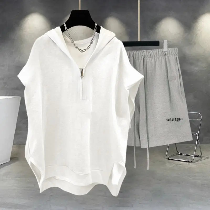 Men's Korean Streetwear Loose Sports Shorts Set