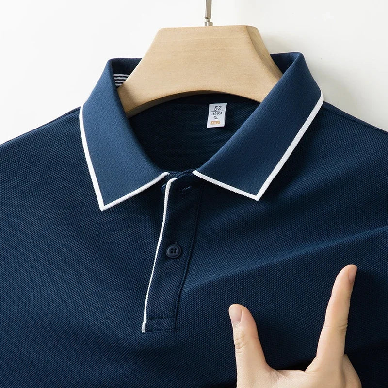 Men’s Business Casual Short-Sleeve Polo Shirt – Breathable Solid Color Top