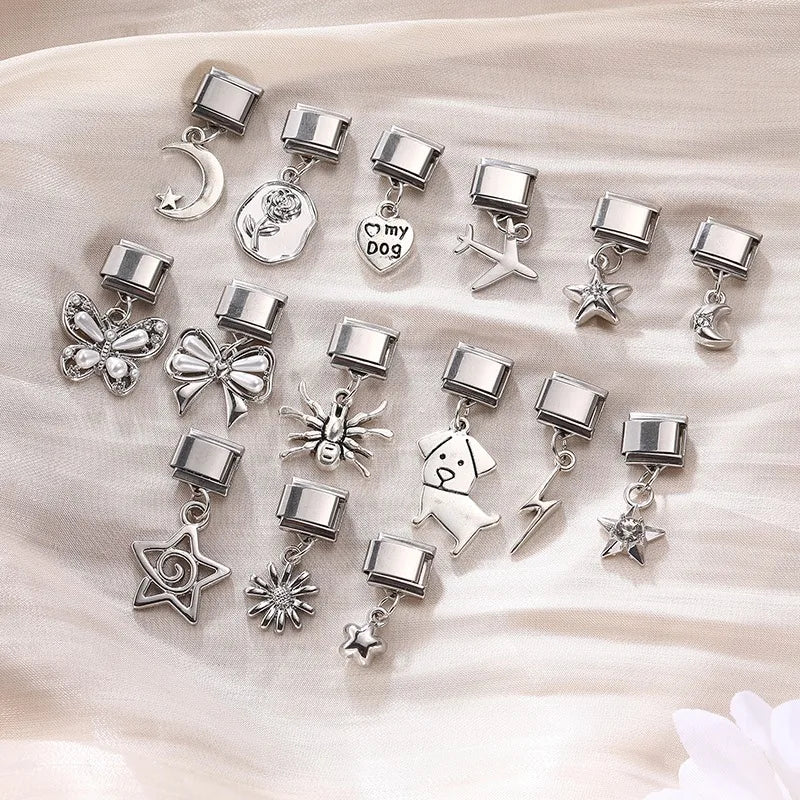 9mm Stainless Steel Italian Charm Links for DIY Modular Bracelets