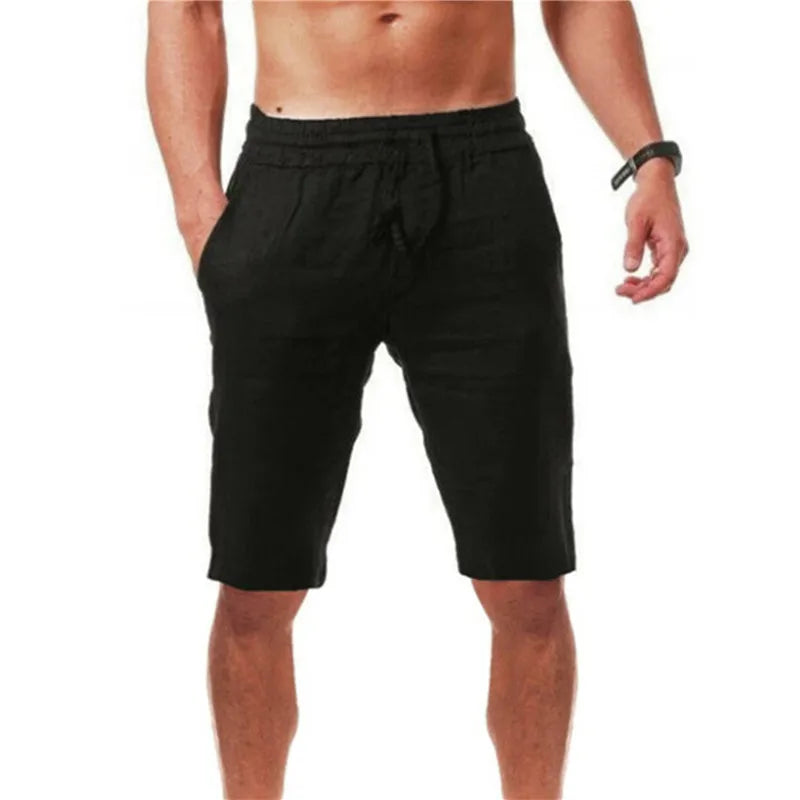 Men's Breathable Cotton Solid Color Casual Shorts