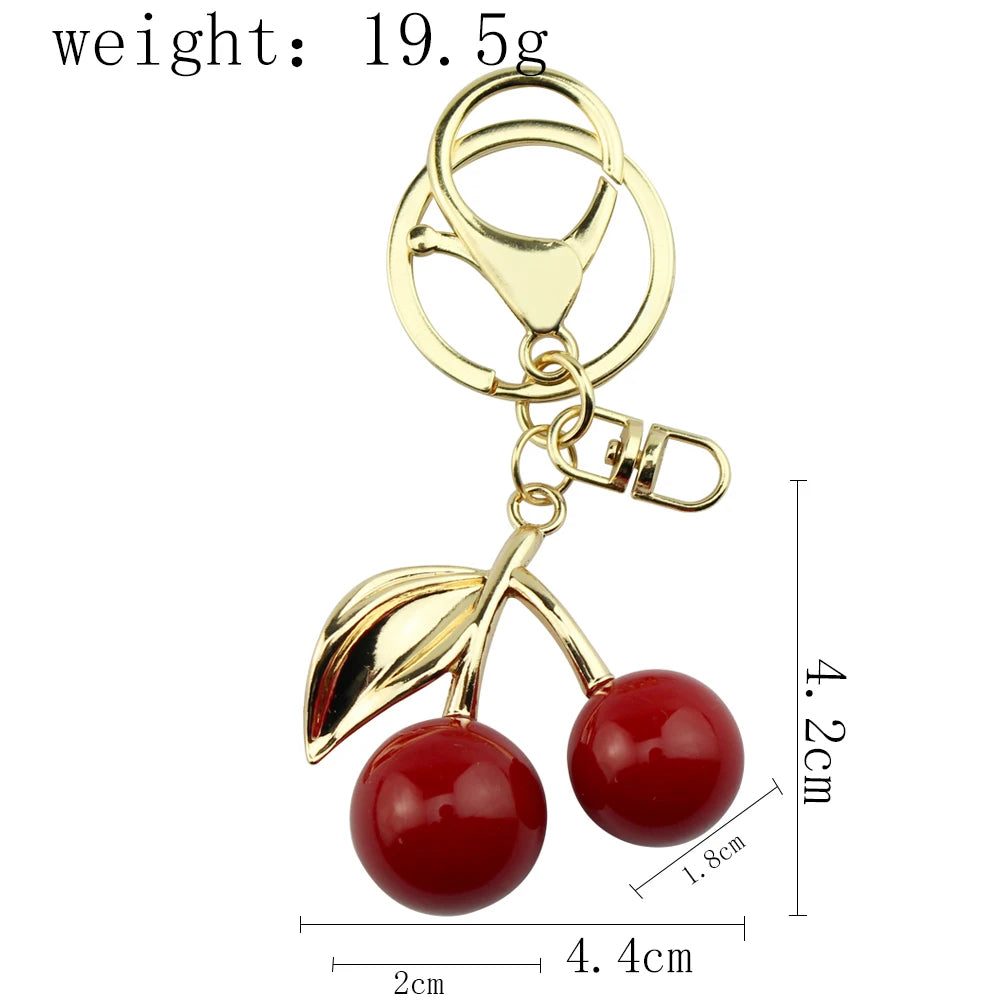 Delicious Red Fruit Crystal Cherry Pendant Keychain | Coach Bag Charm & Jewelry Gift