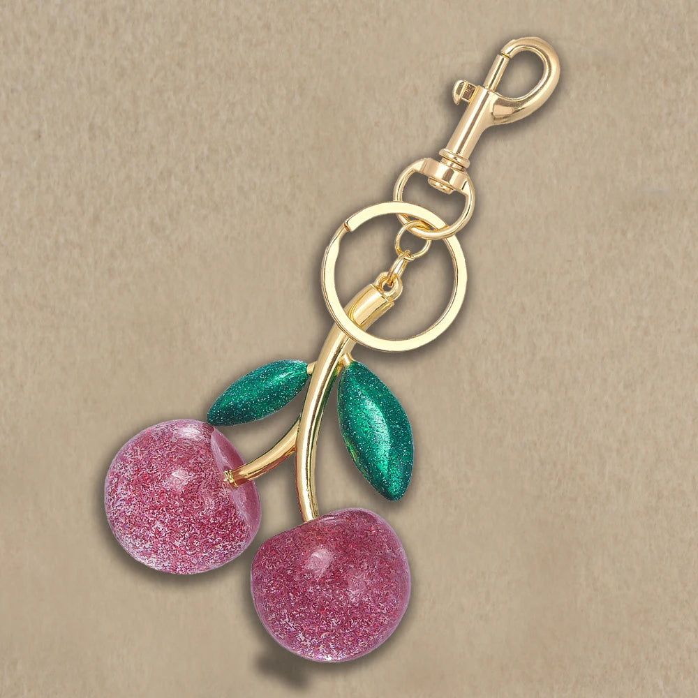 Delicious Red Fruit Crystal Cherry Pendant Keychain | Coach Bag Charm & Jewelry Gift