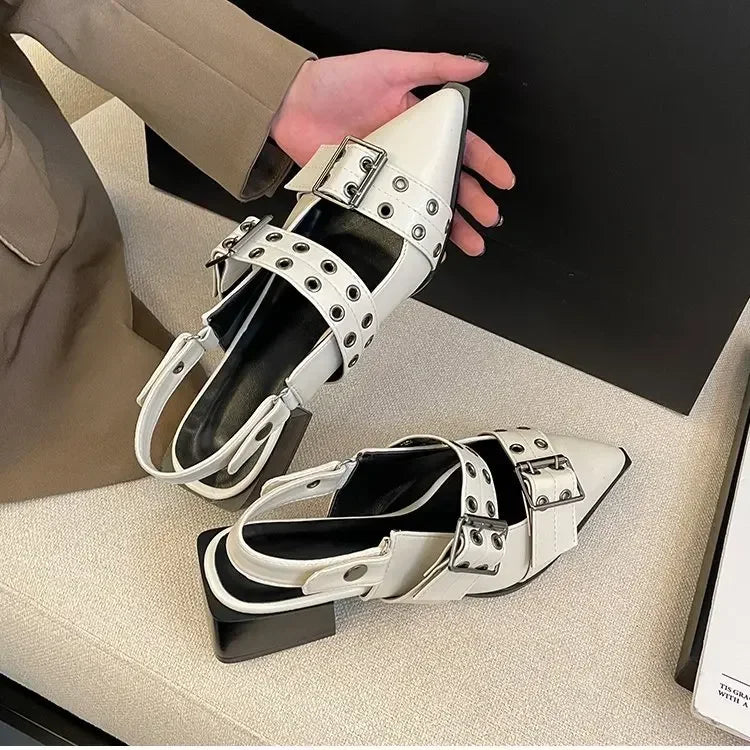 SoleChic™ Rivet Studded Pointed-Toe Ballet Flats & Platform Sandals